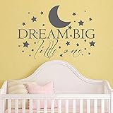 Dream Big Little One壁デカール月と星保育園壁デカール子供部屋壁装飾ベビールームステッカー 37.5"h x54"w ブラウン