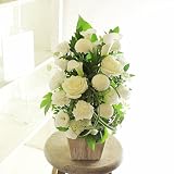 [KY156]供花アレンジメント　G&W Basket（グリーン・白系）＜　法事　法要　四十九日　命日　お彼岸　初盆　お盆　お供え花に　＞