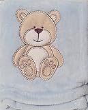 Snugly Baby Embroidered Bear Ultra Soft Blanket ~ Blue by Snugly Baby