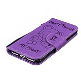 iPhone 7 ケース UNEXTATI 手帳型ケース 液晶保護 カバー カード収納 ストラップ 付き Apple iPhone7 用 高品質 PUレザー ケース Case Cover (P5 紫色