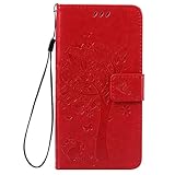 OMATENTI Huawei P9 Lite ケース, 100％手作り 高級PUレザー ケース 手帳型 保護ケース カード収納ホルダー付き 横置きスタンド機能付き マグネット式 Huawei P9 