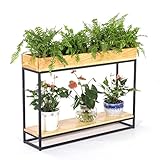 J-園芸ラック ラワースタンド フラワーラック木製フラワーシェルフ植物の花のポットホルダーシェルフのための鉄の金属フレーム屋内または屋外リビングルームのバルコニーデコレーション60x30x57cmのた