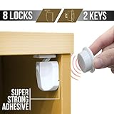 子安全磁気キャビネットロックセットwith extra-strong粘着( 8ラッチ& 2キー) | Discreet Baby校正ロック| no必要なツール| Childproofロックキッチン、バ
