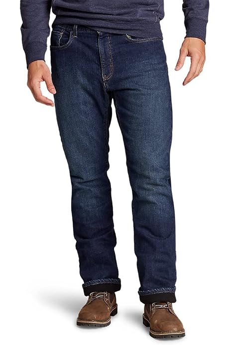 Flannel-Lined Flex Jeans - Straight Fit 