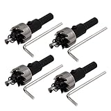 uxcell　ホールソー　ドリルビットホールソー　4個入り　シルバートーン　ブラック　HSS　18.2mm