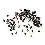 SODIAL(R)100個 5ミリメートル 壁リベットスタッド ダークグレー スクエア バッグ/靴/手袋