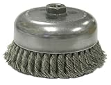Weiler 804-12576 12576 Double Row Heavy-Duty Standard Twist Knot Wire Cup Brush, 5/8-11 UNC, 0.035" 