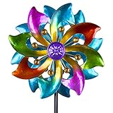 DREAMYSOUL ウィンドスピナー アウトドアメタル 37インチ キネティックウィンドスピナー カラフルなウィンドスカルプチャー ヤードアート 庭/パティオ/芝生装飾用
