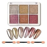 ネイルグリッター 6色 パレット ミラーパウダー 固形 ネイルパウダー オーロラパウダー ミラーネイル パウダー ネイルアート グリッター ラメ キラキラ ネイル ラメパウダー ネイルアート レジン ジェルネイル メタリックネイルパウダー 顔 ボディ クリスマス 新年 パーティー チップ付き (B)