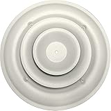 Speedi-Grille SG-RCR 06 6-Inch Round White Ceiling Air Vent Register with Fixed Cone Diffuser and Bo