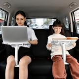 自動車テーブル 角度調節可能 折りたたみ式 カーシートトレー テーブル 車載用ラップデスク 子供/大人共用 ノートPC・タブレット・飲食・読書対応 前席/後席/運転席マルチ使用 カー用品 便利グッズ 車内 トレイ ほぼ全車種対応 (ホワイト-スタンダード)