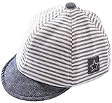 (ラボーグ)La vogue キッズ ハンチング 野球帽 子どもキャップ 男の子 女の子 赤ちゃん ベビー ベースボール UV カット つぼ短い しま柄 (42cm, グレー)