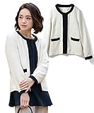 Sweet Mommy マタニティ ジャケット ツイード ノーカラー オフホワイト×ブラック M