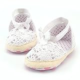Demiawaking ベビー シューズ 子供 靴 ベビーサンダル　蝶結び　花柄　軽量 柔らかい靴底　ファーストシューズ　上履き　子供用歩行靴　布　女の子　キッズ　赤ちゃん　ピンク　白　サイズ（１１ｃ