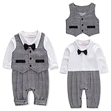 AMIGOYO ベビースーツ　ロンパース+ベスト　2点セット　前開き　カバーオール　赤ちゃん 服 ベビー　新生児 出産お祝い ギフト　チャックルベビー