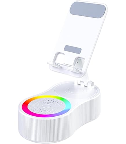 ① ワイヤレス誘導スピーカー　ホワイト　スマホホルダー　LEDライト付き　未使用 Amazon.co.jp: 2025アップグレード版 スマホホルダー（誘導