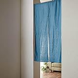 [ベルメゾン] のれん フレンチ リネン 洗える アッシュブルー 幅約85 丈150