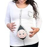 KINDOYO 面白いジッパーキッズは、妊娠の贈り物のために妊娠Tシャツピュアカラーかわいい長袖プラスを印刷しています (ホワイト)