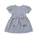 杜屋トヤ　赤ちゃん、半袖、ストライプ、プリント　蝶結び　ドレス、スカート　かわいいデザイン　気持ちいい　可愛い　カジュアル　赤ちゃん　プリンセス　ピンク、ブルー70 80 90 100