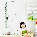 ZooArts バインズ 身長ステッカー 猿 蝶 花 子供の部屋 取り外し可能な ウォールステッカー 壁デカール 壁紙