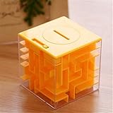 GoodPlay 3dお金ボックスクリエイティブLabyrinth貯金箱、お金迷路キューブバンク、迷路パズルボックスUnique Brain Teaserパズルゲーム子供の贈り物と大人 イエロー Go