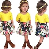 2pcs Baby GirlsドレスイエローTシャツ+花柄スカートセット子供用服服装 US サイズ: 2T カラー: イエロー