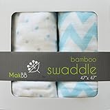 MakBB Baby Swaddle Blanket, Bamboo Rayon, 2 count 47 x 47 (Blue - Boy). by MakBB
