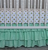 Lavender Linens 15 Mint Three sided Three Tiered Crib skirt (mint) by Lavender Linens