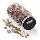 HeQiao Money Jarなデジタルコインバンク削減ボックスコインカウンタアメリカドルcoins-black ( LCDディスプレイ、自動のカウント) シルバー