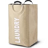 洗濯かご　ランドリーバスケット　大容量　ランドリーボックス　ランドリーバッグ　折りたたみ　ランドリー収納　洗濯カゴ　収納バッグ　ランドリーボックス　収納ボックス　おしゃれ　手提げ　自立　軽量　45L ベージュ