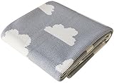 Fluffy Clouds, Heather Baby Blanket, Soft Cotton, Knitted, 30 x 40 inches by Humble Weave