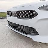 SlickMod Chrome Delete ブラックアウト ビニール オーバーレイ 2018-2023 Kia Stinger フロント グリル トリム用 (グロスブラック、1.フロントグリル)