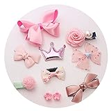 子供 ヘアピン ベビー ヘアクリップ アクセサリー 髪飾り 髪留め 10点セット リボン 花 王冠 蝶結び ドット柄 かわいい 女の子 赤ちゃん(ピンク)
