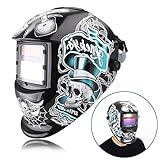 USM STOTE 溶接ヘルメット 溶接マスク 太陽エネルギー ソーラー充電式 自動遮光溶接マスク 自動フィルター (スカルスパイダー)