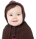 京都おかげさまで 選べるカラー 赤ずきんちゃん風 ニット帽 ポンチョ ベビー ＆ キッズ 用 (ブラウン)