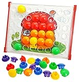Peg Button Art Fun by Skoolzy a Creative Children Activity Toy. Portable Color Matching Pegboard wit