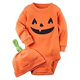Hzjundasi ハロウィン パジャマ セット キッド ボーイ 女の子 ベビー オランジェ パジャマコットン子供ナイトウェア 5ヶ月?4年 オレンジ 高さ70cm