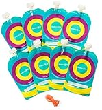 Reusable Baby Food Pouch - Refillable 7 oz. Toddler Squeeze Pouches w/Leak Proof Cap - Ideal for Hom