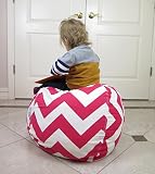 Stuffed AnimalストレージBeanバッグ椅子 – 2 in 1 。Stuffedおもちゃストレージ+ Kids Beanバッグ。 – 明るい色Zig Zag Bean Bag Toy Or