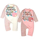 (ピンク/70cm)ベビー服 女の子 カバーオール Whole ホール 長袖 裏シャギー ストレッチ チェック柄切替 ロゴプリント 前開き スナップボタン 女児 ベビー