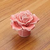 Zehui 5色ヴィンテージローズ花セラミックノブ引き出し戸棚ドア磁器プルハンドル41 x 34 x 41 mm 41*34*41mm ピンク YZS-2017.7.28-JJ17
