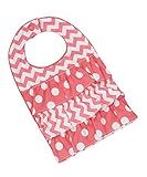 Baby Girl Bib DRESS UP Bib- Pink Dots & Chevron Ruffle on Pink Minky - Reversible by Polka Dot Moon