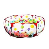 ポータブルベビーベビーサークル子供屋内ボールプール遊びテント折りたたみベビーサークル屋外キッズセーフポルカドット六角ベビーサークル-Red 100cm