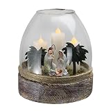 5「B / OクリアガラスJoseph、メアリーとJesus FigurineちらつきキャンドルJar