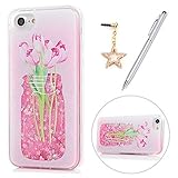 iphone 7 (4.7 inch) Case, KASOS Colorful Painting Pink Bottle Flower Bling Glitter Powder Quicksand 