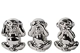 Urban Trends Ceramic Sitting Monkey No Evil Speak/Hear/See Figurine Assortment (Set of 3), Polished 