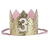 三番目の店 キッズ　子供ベビー ボーイズ　ガールズ スパンコール ヘッド アクセサリー ヘアバンド 弾性お誕生日番号クラウンヘッドウェア