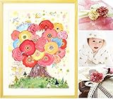 出産祝い 絵画アート「咲きつづく日々」(名入れ-Lサイズ) プレゼント 孫へ 誕生記念