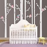 Nursery Birch Tree Wall Decal Set With Owl Birds Forest Vinyl Sticker Birch Tree Wall Decal Birch Tr