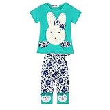 Cutelove 子供服　スーツ　二点セット　可愛いデザイン　兎の絵柄　花柄　 蝶結び付き　女の子　春　秋　普段着　コットン　超可愛い